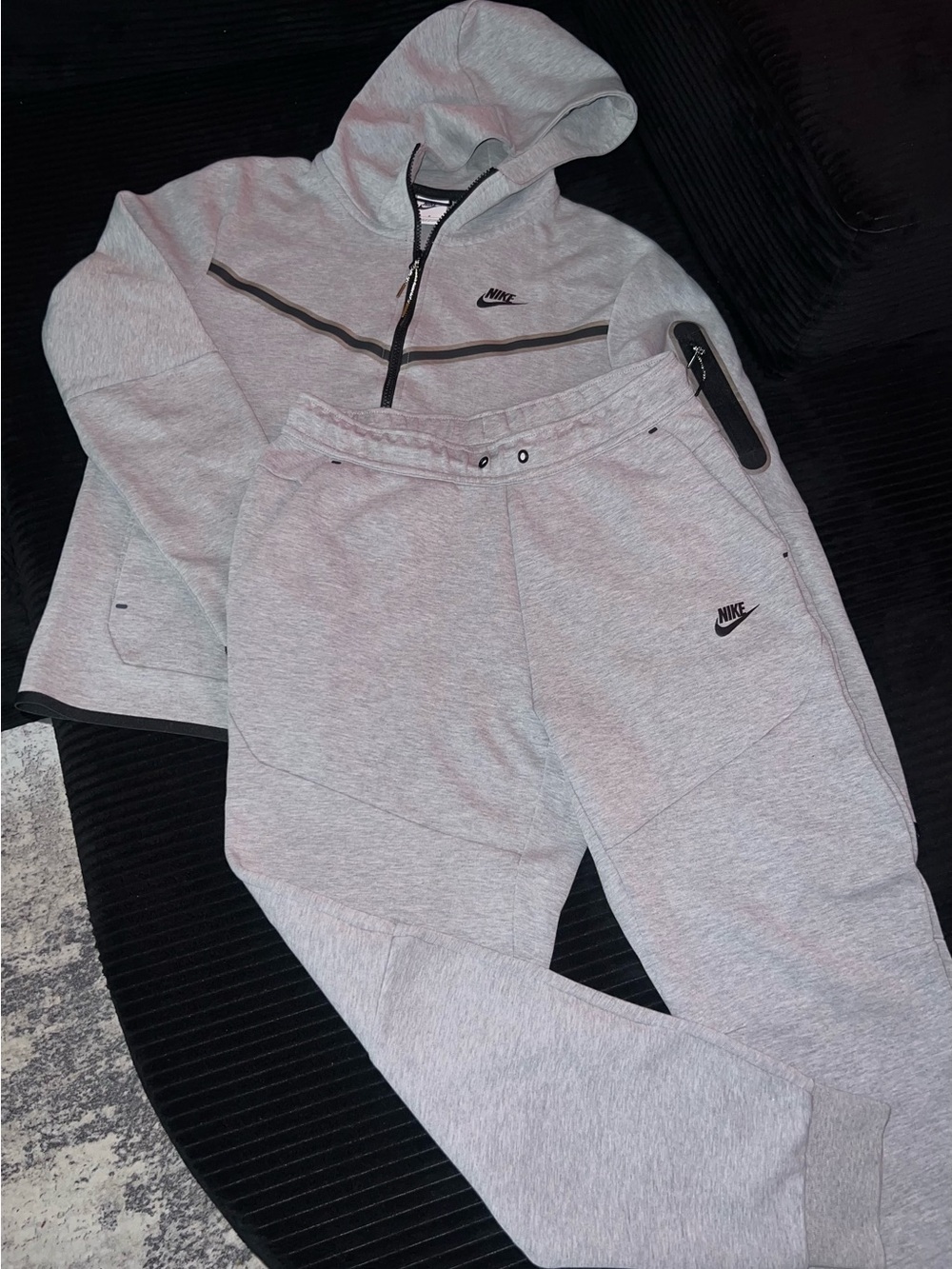 Nike Light Gray Men's Hoodie & Joggers Set